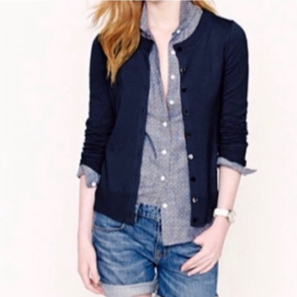 J. Crew Sweaters - J. Crew Navy Blue 100% Merino Wool Tippi Cardigan